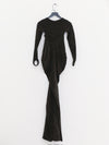 OUDE WAAG 25 Autumn and Winter Knot Stretch Velvet Dress OW-OW-25AW-DS15T1GR590-ML Dark Green